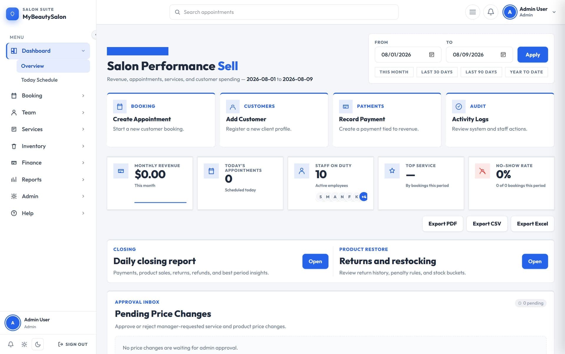 MyBeautySalon interface preview